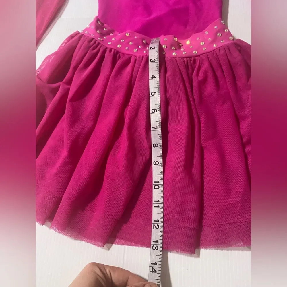 Custom contemporary lyrical solo illusion hot pink Dance Costume 2 piece MC